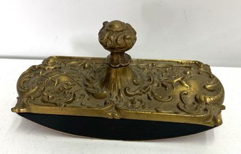 Antique 19th Century Brass Ink Blotter With Great Design
