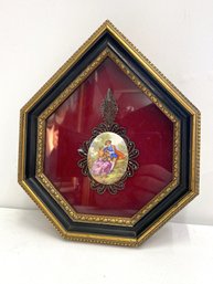 Vintage Framed Brooch In A Unique Shadow Box Style Frame