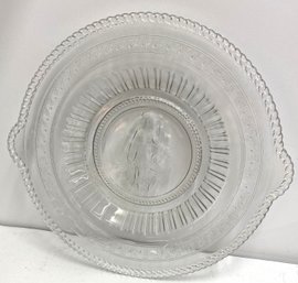 Clear Glass Plate With Embossed Figure