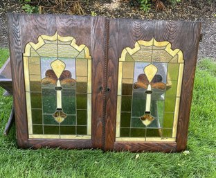 A Pair Of Gorgeous Hand Crafted Leaded Stained Glass Windows