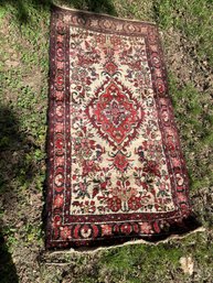 Hand Knotted Persian Rug, W/ Medallion Design 32x60