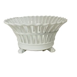 Vintage Openwork Porcelain Footed Basket