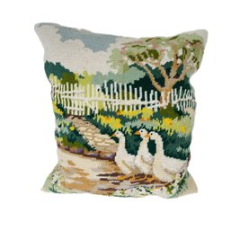 Goose Themed Cross Stitch Pillow