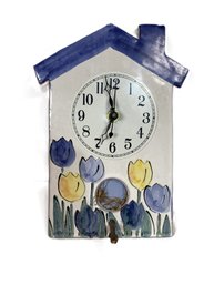 Creative Clay Hand Crafted Battery Operated Clock, Bird House Themed