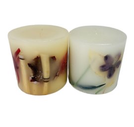 A Pair Of Dried Flower Candles