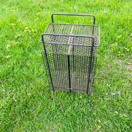 Mid-Century Modern Perforated Mesh Magazine Holder Side Table & Telephone Stand