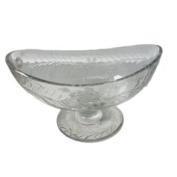 Gorgeous Cut Glass Oval Pedestal Compote Bowl