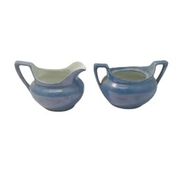 German Opalescent Double Handled Sugar Bowl & Creamer