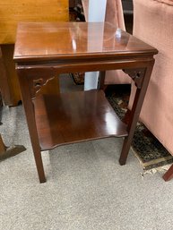 Chinese Style Wooden 2 Tiered Side Or Accent Table, Makes A Great Indoor Plant Stand Aswell!