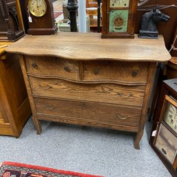 Small Antique Oak Dresser 2 Draw, 2 Over 2 With Serpentine Front