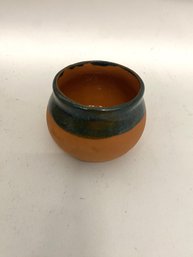 Small Pottery Planter With Blue Glaze