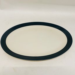 Wide Blue Rim Glass Platter