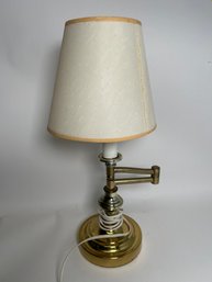 Swing Arm Brass Table Lamp With Shade