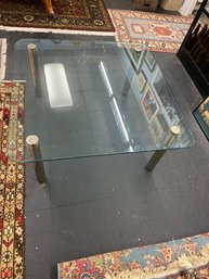 Mid Modern Crome And Glass Square Coffee Table