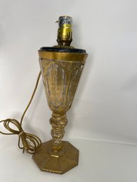 Unusual Glass Lamp With Gold Design.