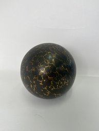 Unusual Vintage Glass Black And Gold Sphere With Flat Bottom