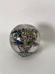 Beautiful Multicolor Hand Blown Glass Paperweight Great Color