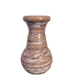 Heavy Pottery Vase Pale Pink And Tan Beautiful Marble Effect