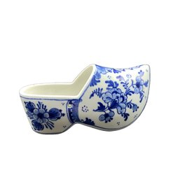 Vintage Delft Blue And White Dutch Clog Shoe Planter Pot Container