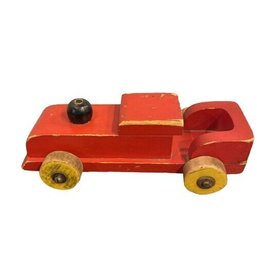 Vintage Toy Wooden Car, Red, Black And Yellow