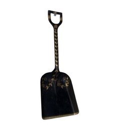 Vintage Toleware Metal Coal Scoop Shovel - Hand Painted 14 Black Gold