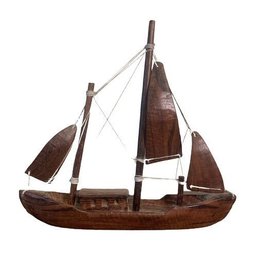 Vintage Wooden Sailboat Carved Sails