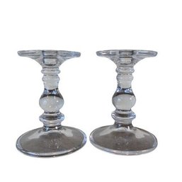 Pair High Quality Glass Candlestick Holders