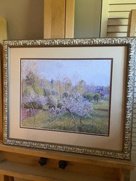 Apple Trees In Blossom Lithograph By Camille Pissarro Custom Framed & Matted