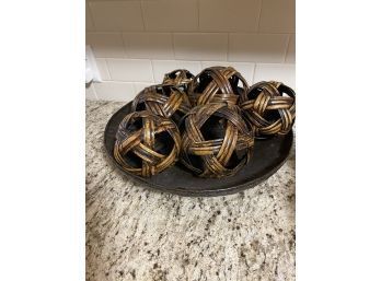 Shallow Accent Bowl With Crafted Wooden Balls