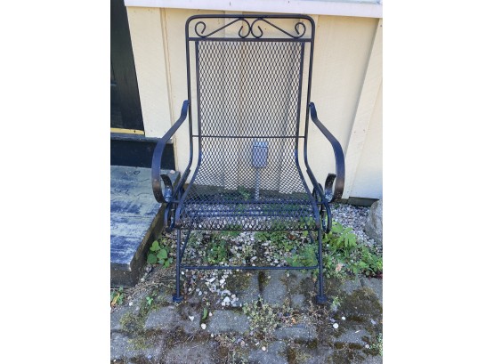 Single Iron Patio Arm Chair With Spring Rocker