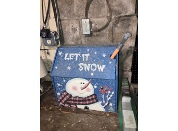 Let It Snow Cute Wood Ice Melt Box With Shovel