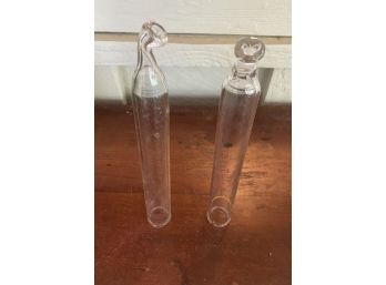 Pair Of Strange Shaped Hand Blown Hollow Glass Tubes