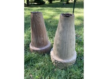 Pair Of 19' Clay Birdbath Bases