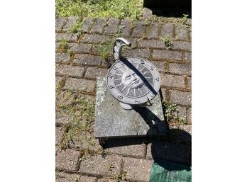 Vintage Sundial On Concrete Slab, Very Cool Piece