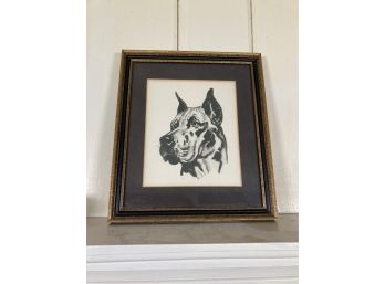 Vintage Great Dane Artwork Framed And Matted.