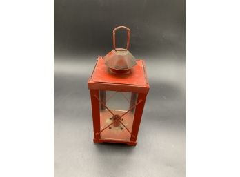 Bright Red Metal Candle Lantern