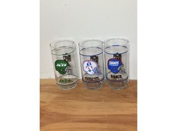 3 NFL Drinking Glasses