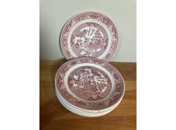 Set Of 6 Dinner Plates Pink Willow By Royal China