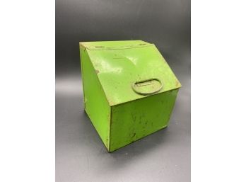 Vintage Green Metal Storage Tin