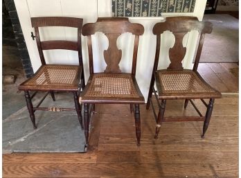 3 Antique Cane Seat Chairs