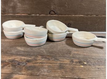 Set Of 9 Vintage Mccoy 874 Pink And Blue French Onion Soup Bowls