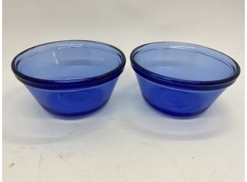 Pair Of Blue Glass Custard Cups