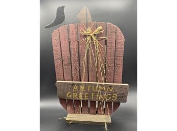 Autumn Greetings Fall Pumpkin & Crow Standing Sign, Great Fall Decor!