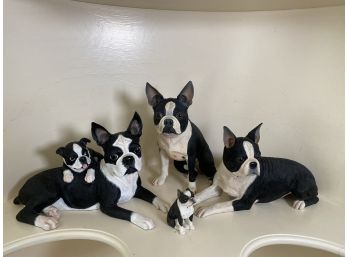 Danbury Mint: Lot Of 3 Boston Terrier Figurines:  Mommy & Me, Buddy, & Boston Terrier, & 1 Small Ornament