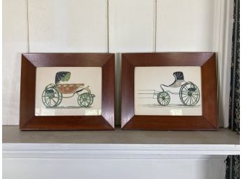 3 Vintage Buggy Prints Framed