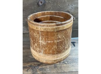 Rustic Wooden Barrel Basket With Dividers,