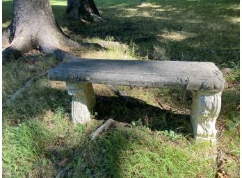 Cement Bench With Floral Design 1 Of 2