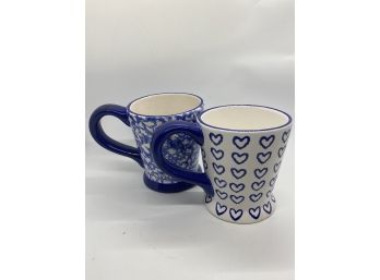 Pair Of Two Bears Pottery Hand Crafted Mugs