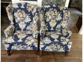 Pair Of Vintage Upholstered Arm Chairs With Covers