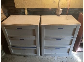 Pair Of Sun Cast Plastic 3 Drawer Storage Containers